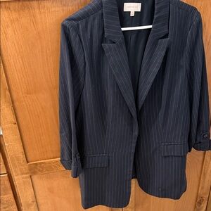 Skies Are Blue Striped Navy Blazer